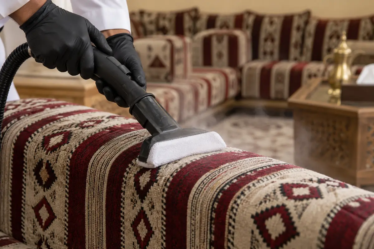 تنظيف مساند المجلس بالبخار