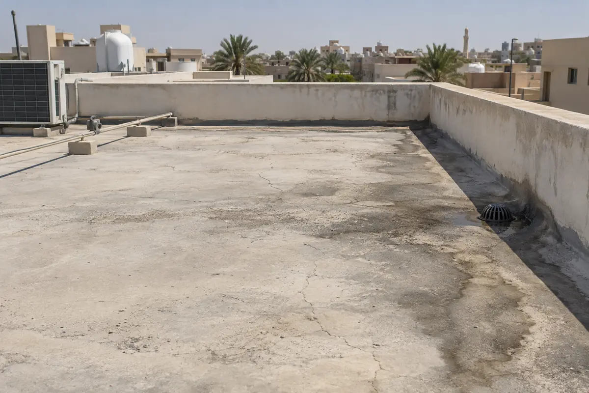 سطح قبل العزل فيه تشققات